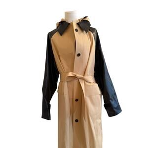 KASSL Editions Original Trench Coat Beige Black Contrast Sleeves - Size M